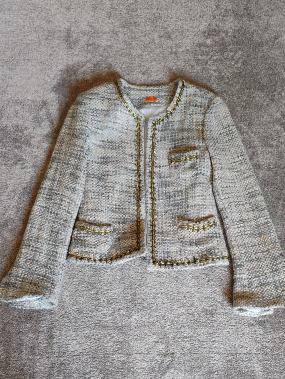 Midi Boucle Jacket Metallic Trim